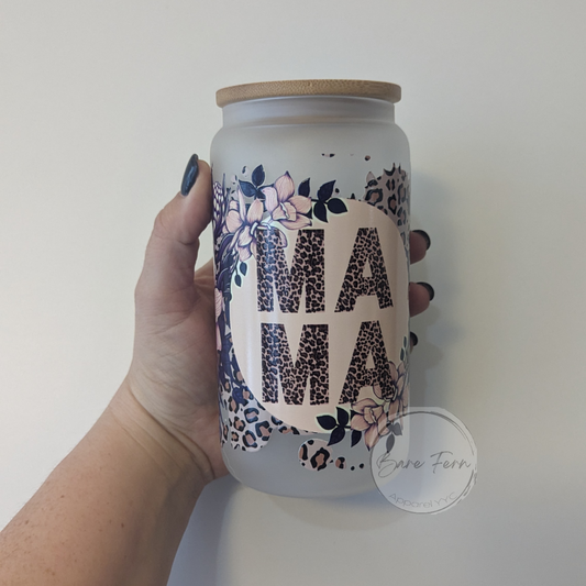 Mama (Floral) | Frosted Glass Can