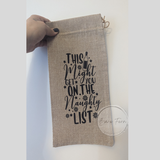 Get You On The Naughty List | Wine Bag