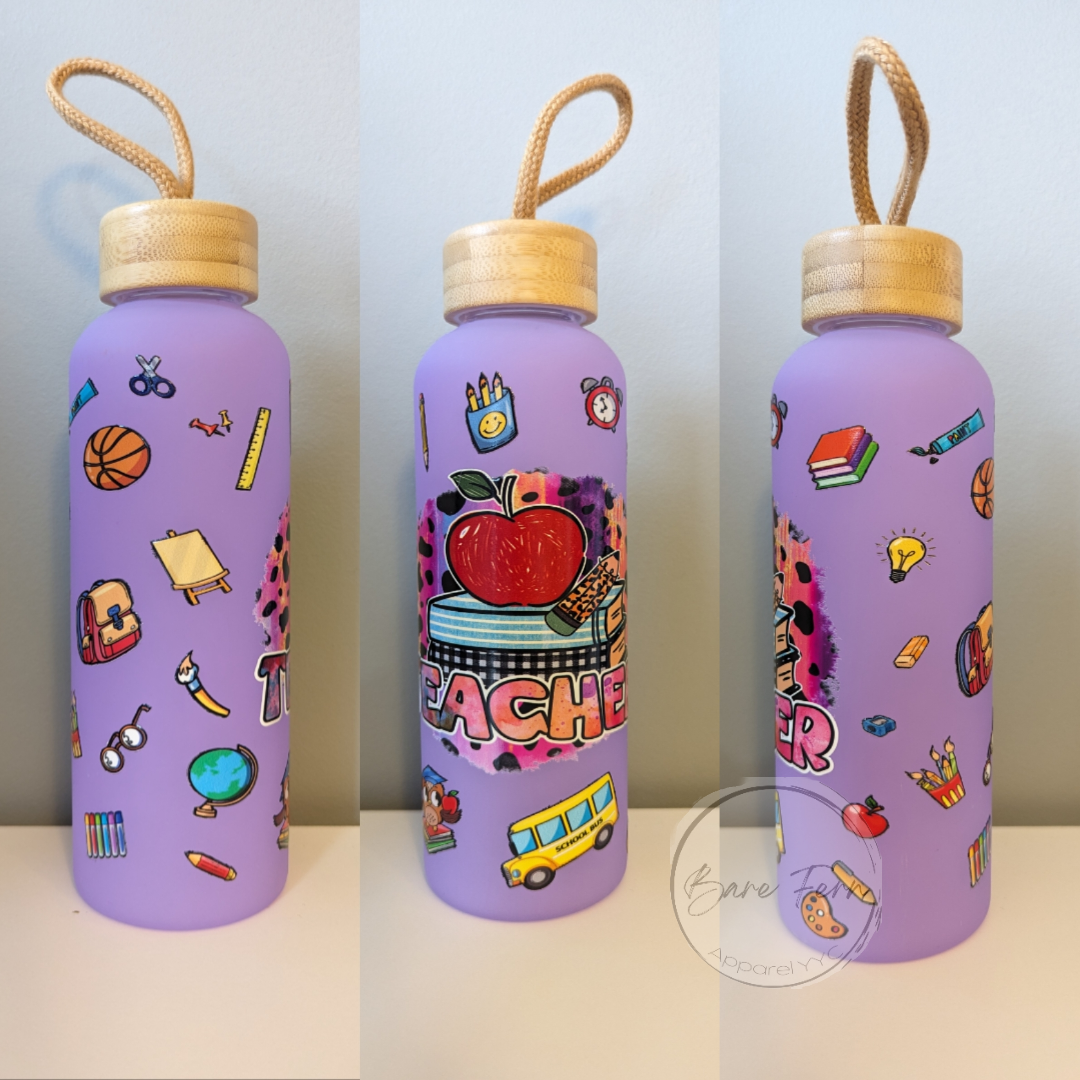 Teacher | Purple Glass Water Bottle