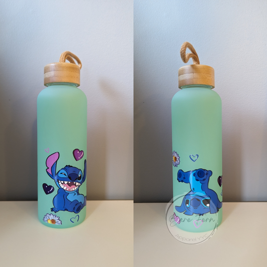 Stitch | Green Glass Water Bottle