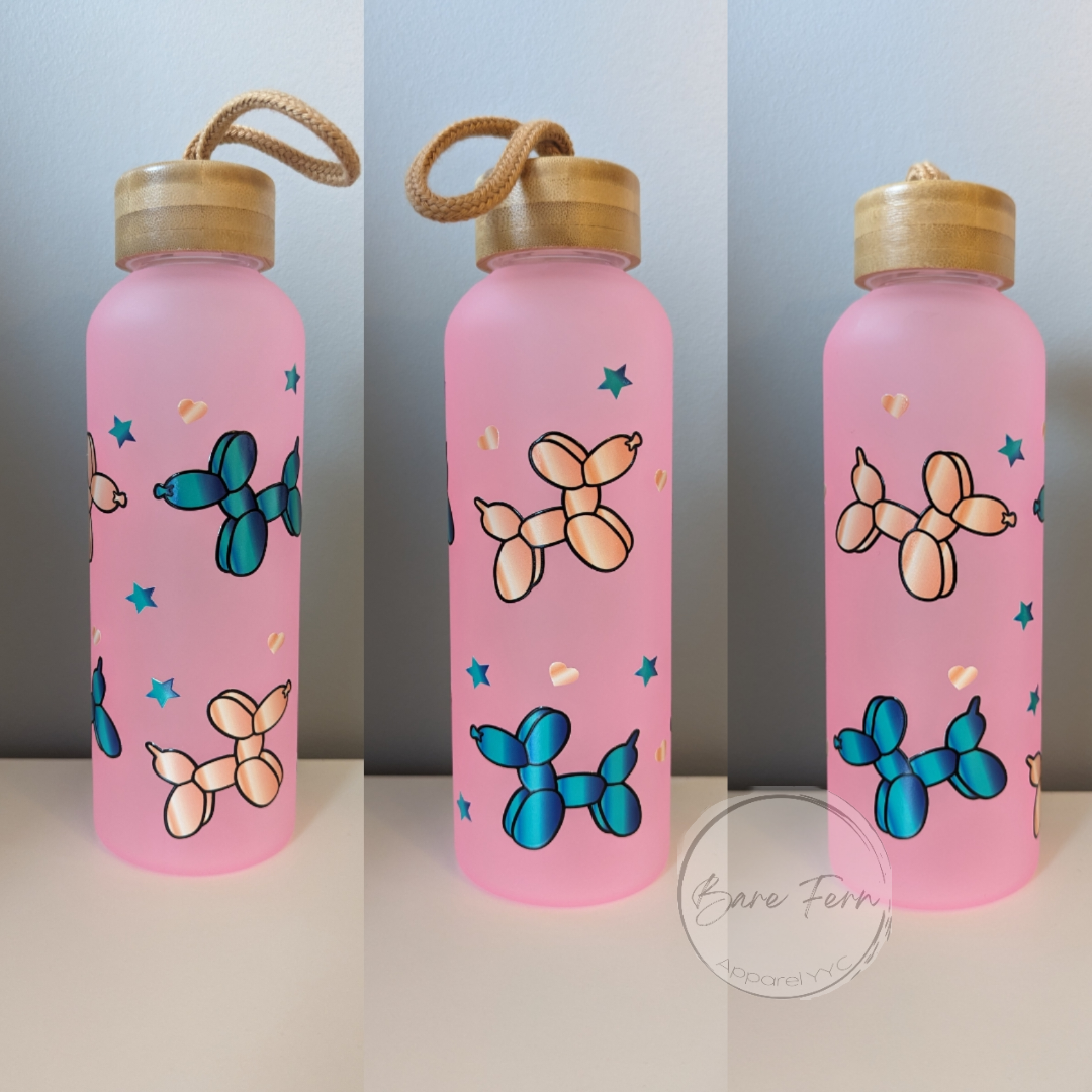 Balloon Dog | Pink Glass Water Bottle