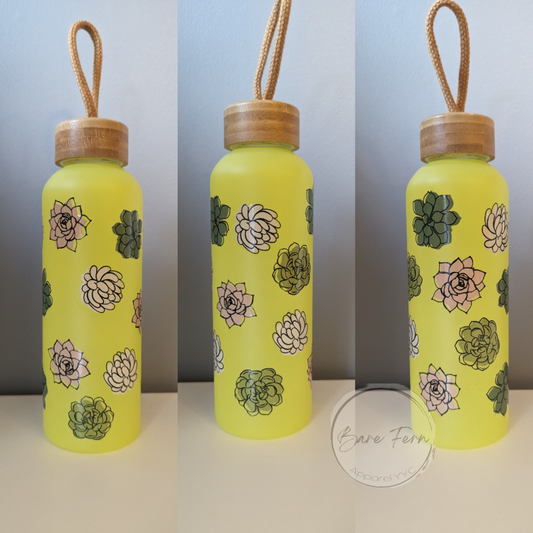 Succulent | Yellow Glass Water Bottle