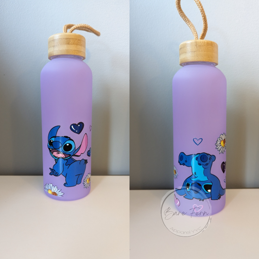 Stitch | Purple Glass Water Bottle