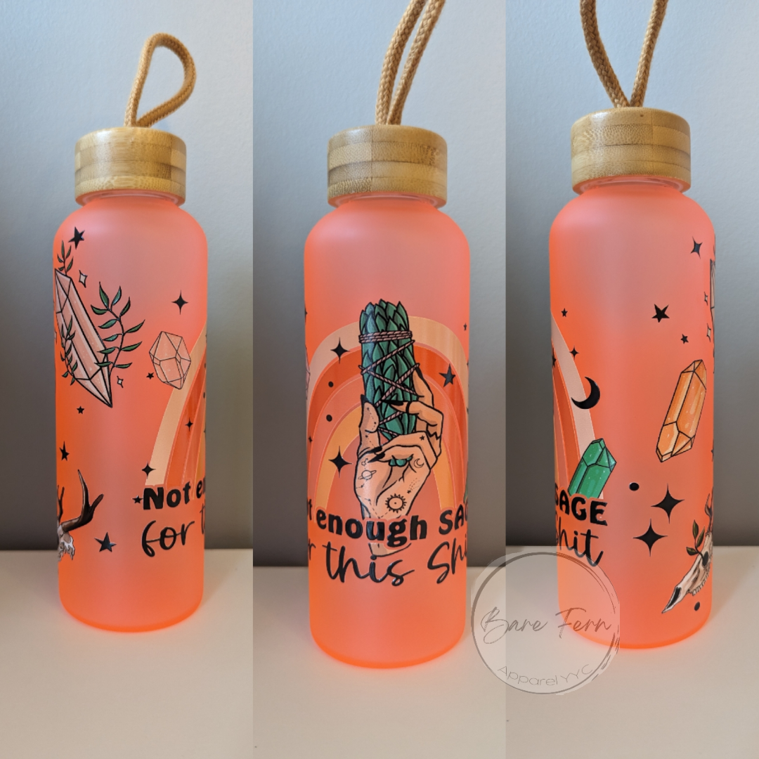 Not Enough Sage | Red Glass Water Bottle