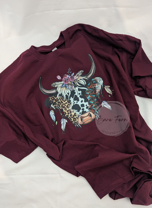 Boho Cow | Transfer Only | Please add shirt or sweater to order*