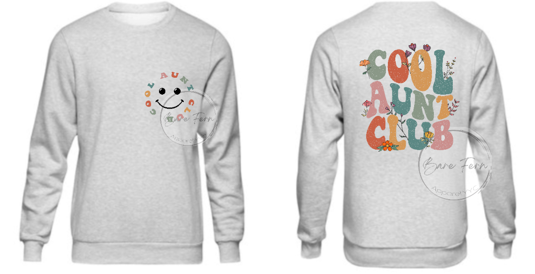 Cool Aunt Club w. Floral | Transfer Only | Please add shirt or sweater to order*