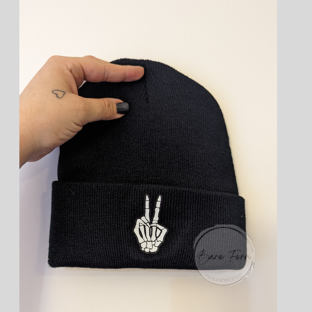 Peace Skellie | Black Beanie