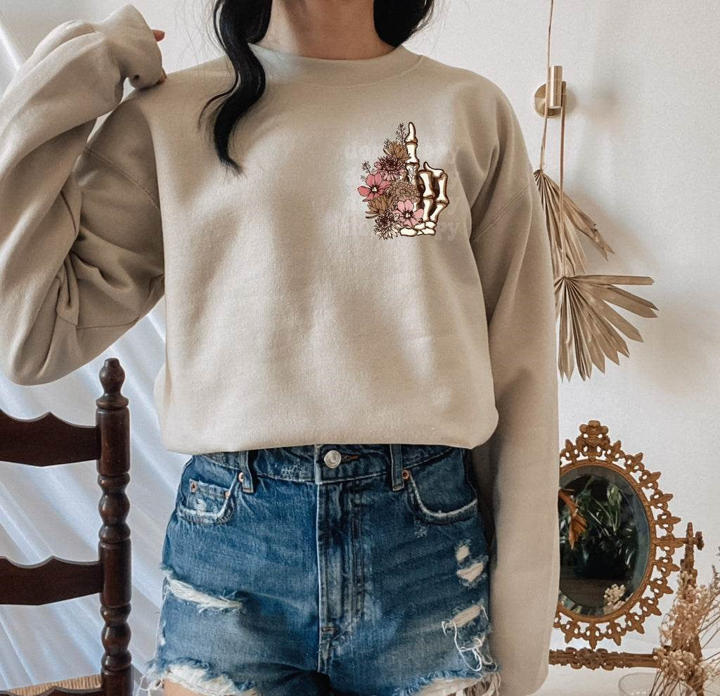 Floral Skellie (Pocket) | Transfer Only | Please add shirt or sweater to order*